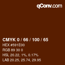 カラーコード: CMYK 0 / 66 / 100 / 65 | qconv.com
