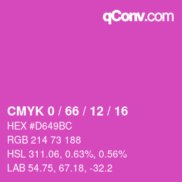 颜色代码: CMYK 0 / 66 / 12 / 16 | qconv.com