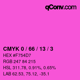 カラーコード: CMYK 0 / 66 / 13 / 3 | qconv.com