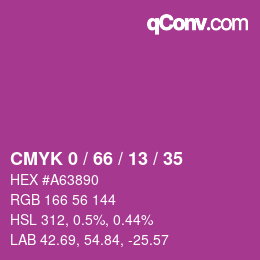 颜色代码: CMYK 0 / 66 / 13 / 35 | qconv.com
