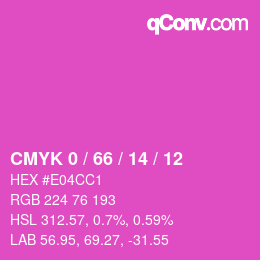 Color code: CMYK 0 / 66 / 14 / 12 | qconv.com