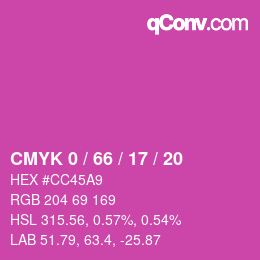 Color code: CMYK 0 / 66 / 17 / 20 | qconv.com