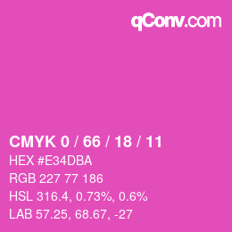 Code couleur: CMYK 0 / 66 / 18 / 11 | qconv.com