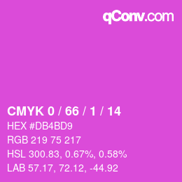 カラーコード: CMYK 0 / 66 / 1 / 14 | qconv.com