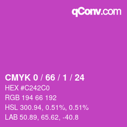 カラーコード: CMYK 0 / 66 / 1 / 24 | qconv.com