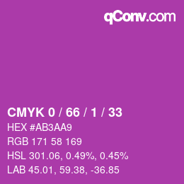 カラーコード: CMYK 0 / 66 / 1 / 33 | qconv.com