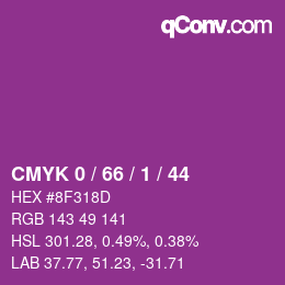 カラーコード: CMYK 0 / 66 / 1 / 44 | qconv.com