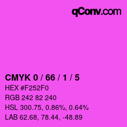 カラーコード: CMYK 0 / 66 / 1 / 5 | qconv.com