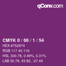 カラーコード: CMYK 0 / 66 / 1 / 54 | qconv.com