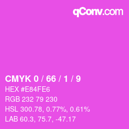 カラーコード: CMYK 0 / 66 / 1 / 9 | qconv.com