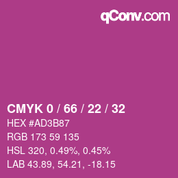 Color code: CMYK 0 / 66 / 22 / 32 | qconv.com