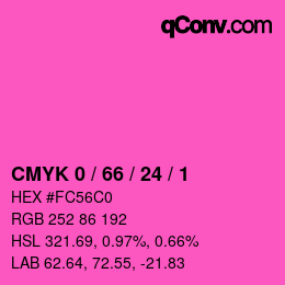 カラーコード: CMYK 0 / 66 / 24 / 1 | qconv.com