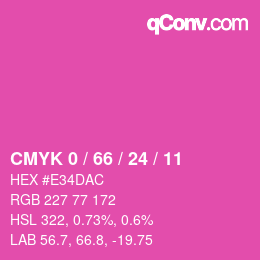 カラーコード: CMYK 0 / 66 / 24 / 11 | qconv.com