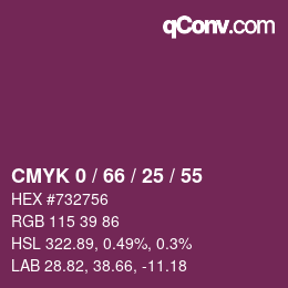 颜色代码: CMYK 0 / 66 / 25 / 55 | qconv.com