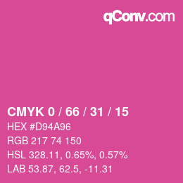 カラーコード: CMYK 0 / 66 / 31 / 15 | qconv.com