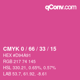 カラーコード: CMYK 0 / 66 / 33 / 15 | qconv.com