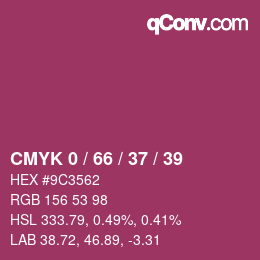 カラーコード: CMYK 0 / 66 / 37 / 39 | qconv.com