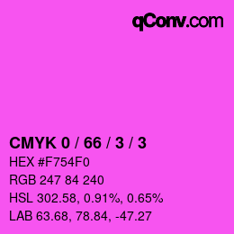 カラーコード: CMYK 0 / 66 / 3 / 3 | qconv.com