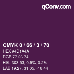 Farbcode: CMYK 0 / 66 / 3 / 70 | qconv.com