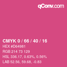 颜色代码: CMYK 0 / 66 / 40 / 16 | qconv.com