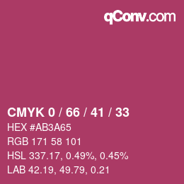 Farbcode: CMYK 0 / 66 / 41 / 33 | qconv.com