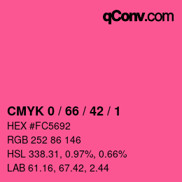 カラーコード: CMYK 0 / 66 / 42 / 1 | qconv.com