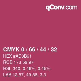 颜色代码: CMYK 0 / 66 / 44 / 32 | qconv.com