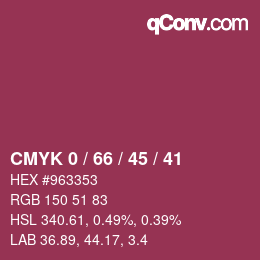 Color code: CMYK 0 / 66 / 45 / 41 | qconv.com