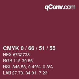 Color code: CMYK 0 / 66 / 51 / 55 | qconv.com