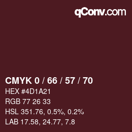 Farbcode: CMYK 0 / 66 / 57 / 70 | qconv.com
