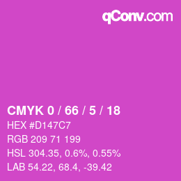 カラーコード: CMYK 0 / 66 / 5 / 18 | qconv.com