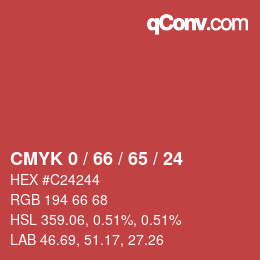Color code: CMYK 0 / 66 / 65 / 24 | qconv.com