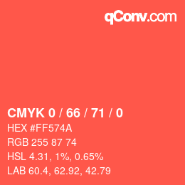 Color code: CMYK 0 / 66 / 71 / 0 | qconv.com
