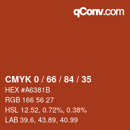 颜色代码: CMYK 0 / 66 / 84 / 35 | qconv.com