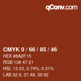 Color code: CMYK 0 / 66 / 85 / 46 | qconv.com