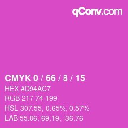 カラーコード: CMYK 0 / 66 / 8 / 15 | qconv.com