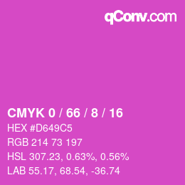 カラーコード: CMYK 0 / 66 / 8 / 16 | qconv.com