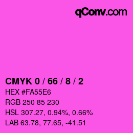 カラーコード: CMYK 0 / 66 / 8 / 2 | qconv.com