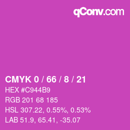 カラーコード: CMYK 0 / 66 / 8 / 21 | qconv.com