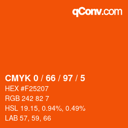 颜色代码: CMYK 0 / 66 / 97 / 5 | qconv.com