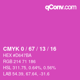 颜色代码: CMYK 0 / 67 / 13 / 16 | qconv.com