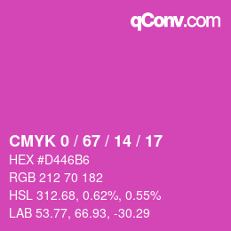 Color code: CMYK 0 / 67 / 14 / 17 | qconv.com