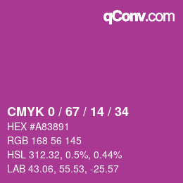 颜色代码: CMYK 0 / 67 / 14 / 34 | qconv.com