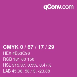 Farbcode: CMYK 0 / 67 / 17 / 29 | qconv.com