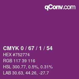 Color code: CMYK 0 / 67 / 1 / 54 | qconv.com