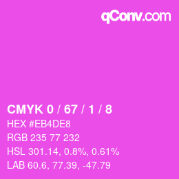 カラーコード: CMYK 0 / 67 / 1 / 8 | qconv.com