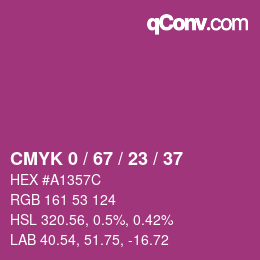 カラーコード: CMYK 0 / 67 / 23 / 37 | qconv.com