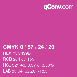 Color code: CMYK 0 / 67 / 24 / 20 | qconv.com