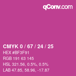 Color code: CMYK 0 / 67 / 24 / 25 | qconv.com
