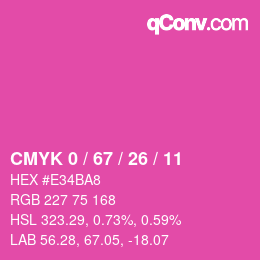 カラーコード: CMYK 0 / 67 / 26 / 11 | qconv.com